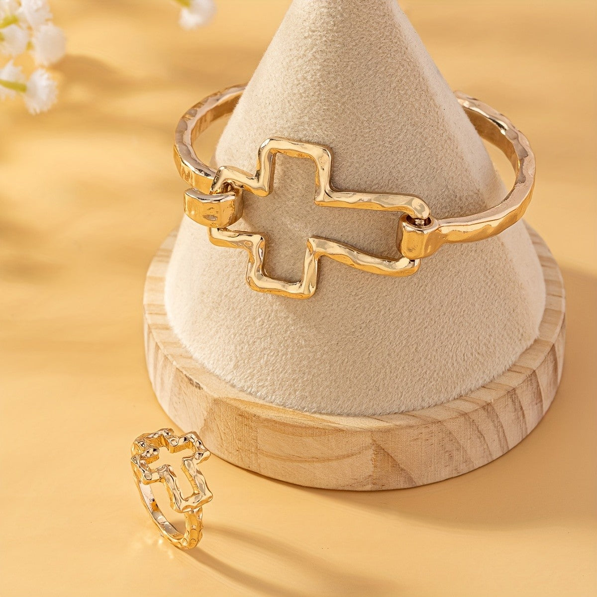 Open Cross Bracelet & Ring Set