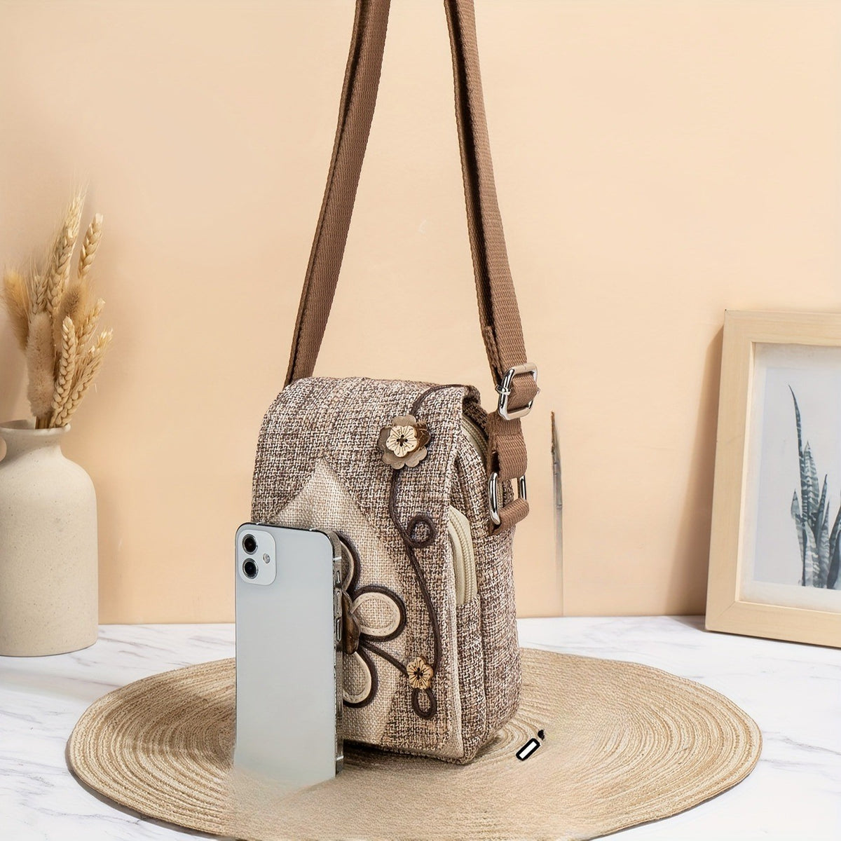 Floral Fabric Crossbody Bag