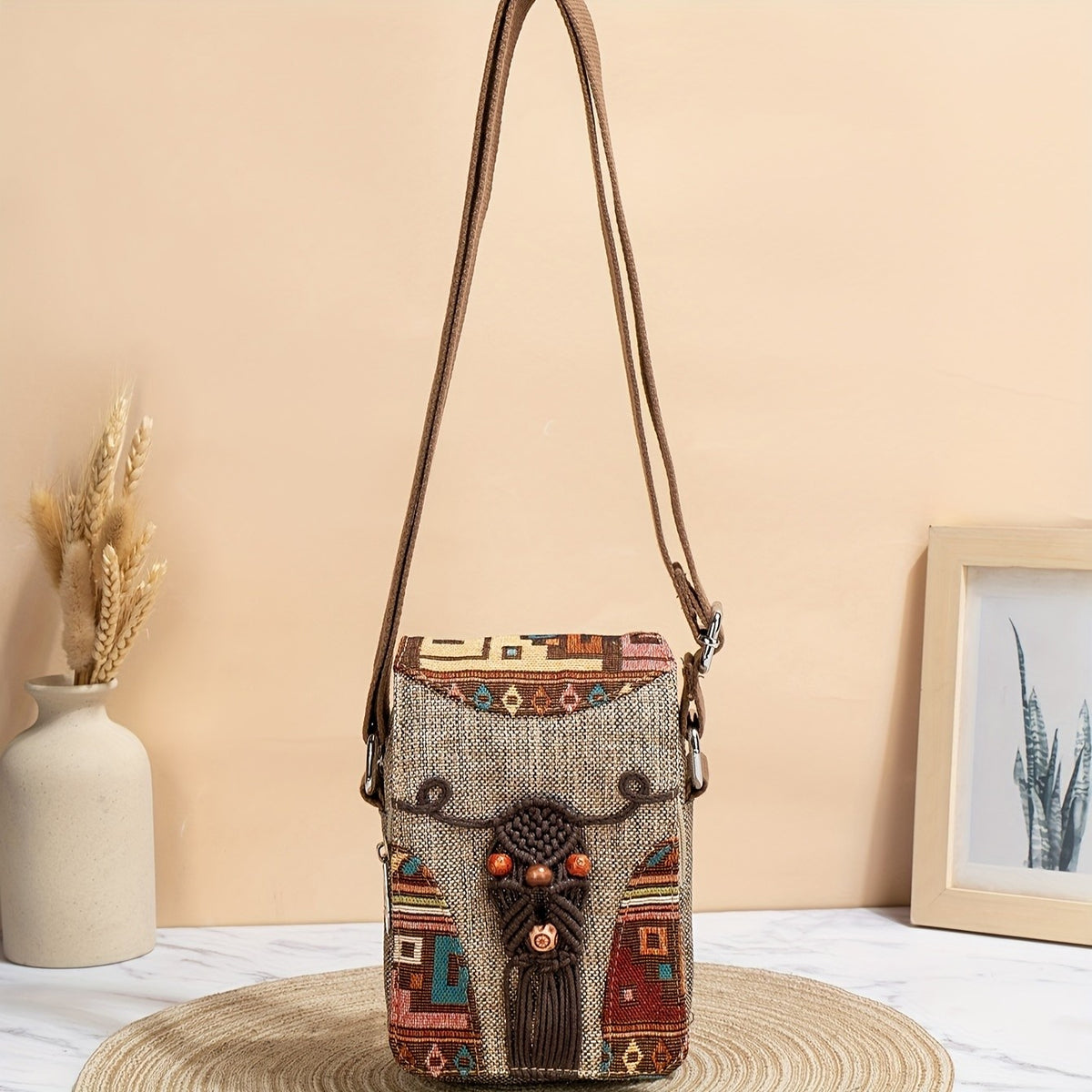Woven Owl Crossbody Bag
