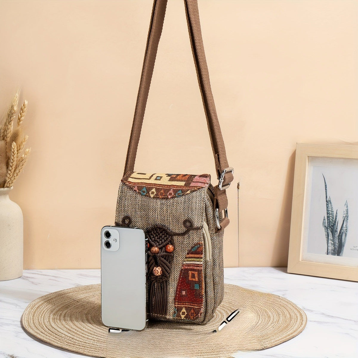 Woven Owl Crossbody Bag