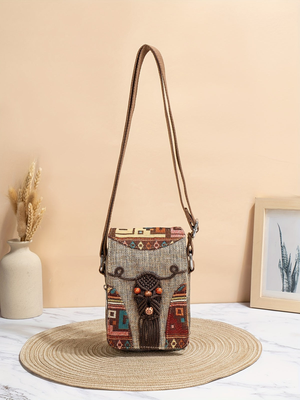 Woven Owl Crossbody Bag