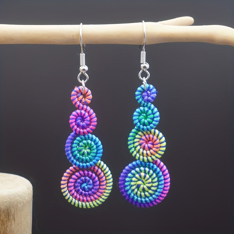 Rainbow Spiral Drop Earrings
