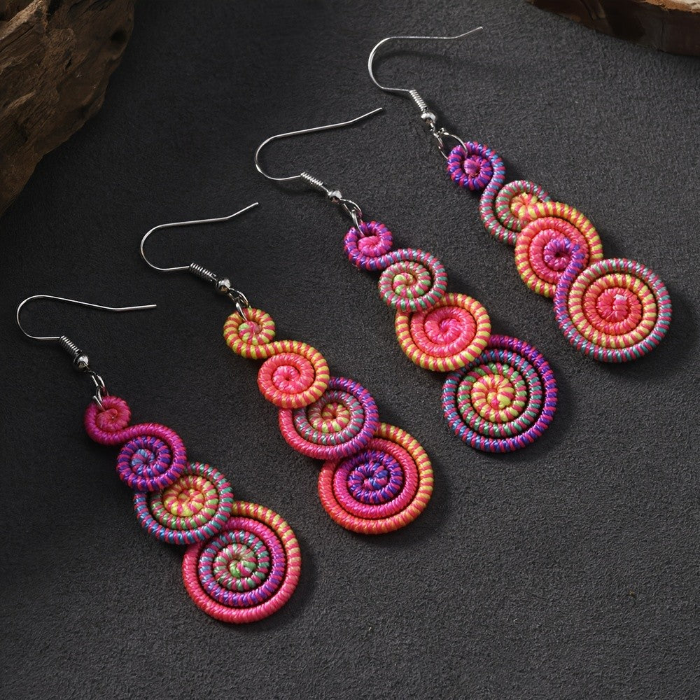Rainbow Spiral Drop Earrings