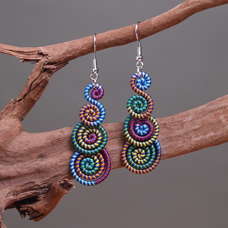 Rainbow Spiral Drop Earrings