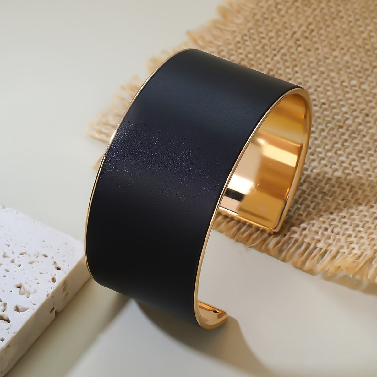 Black Wide Cuff Bracelet