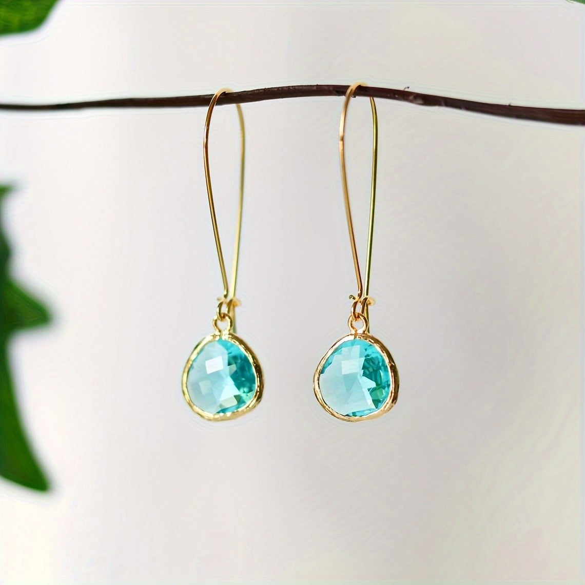 Long Wire Glass Drop Earrings