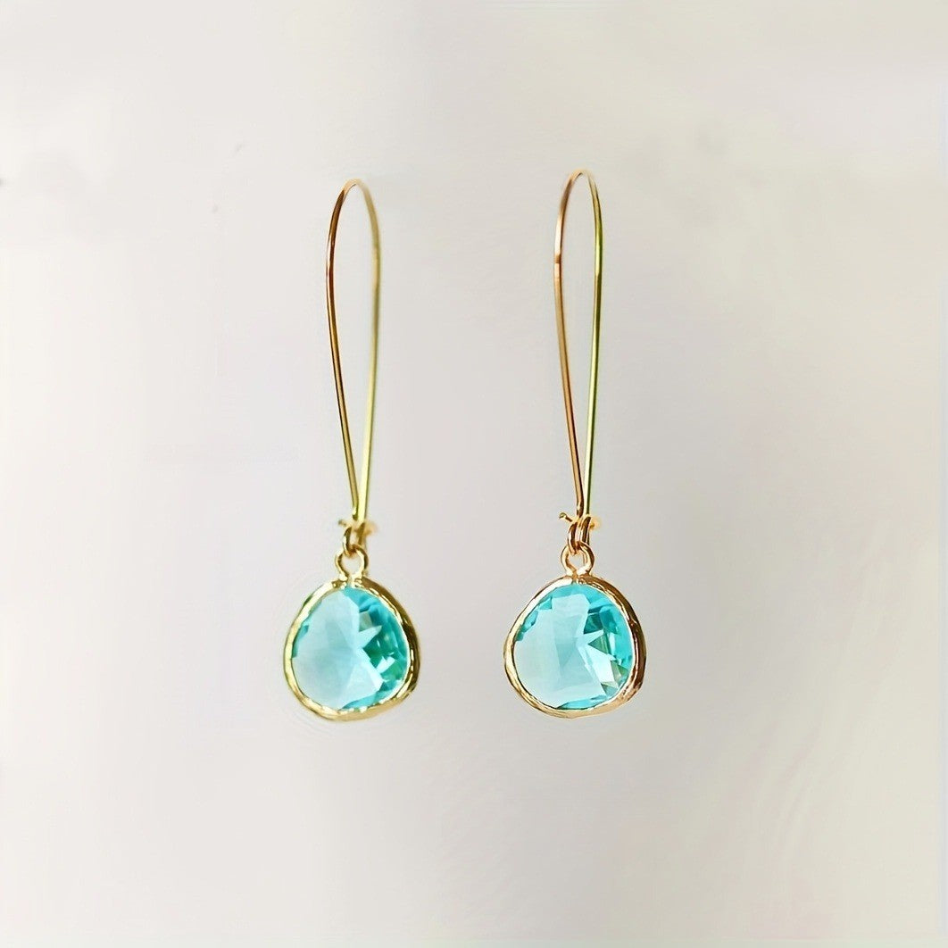 Long Wire Glass Drop Earrings
