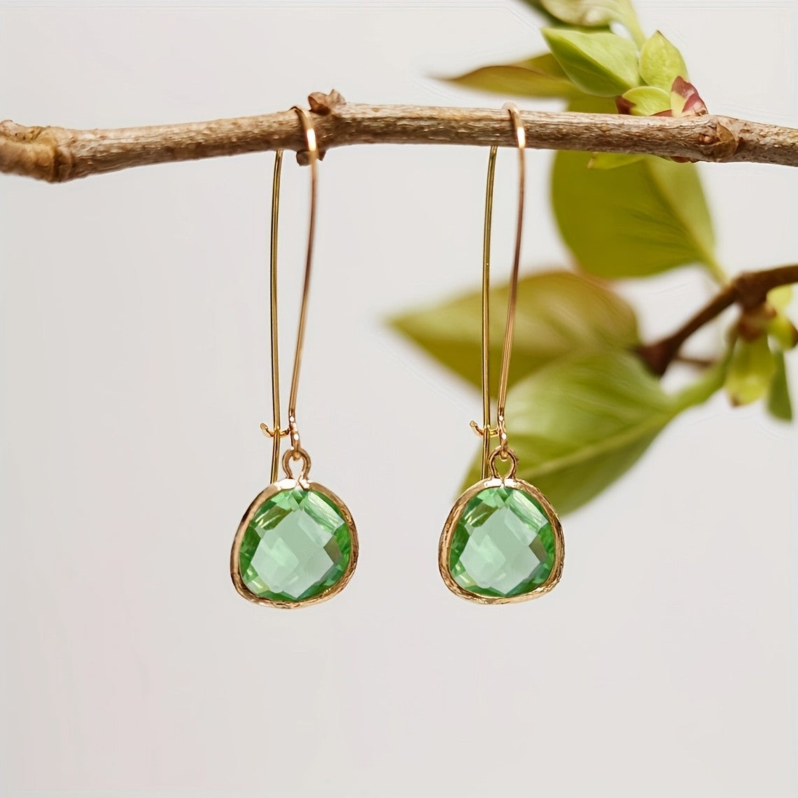 Long Wire Glass Drop Earrings