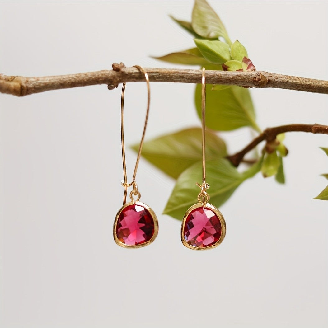 Long Wire Glass Drop Earrings