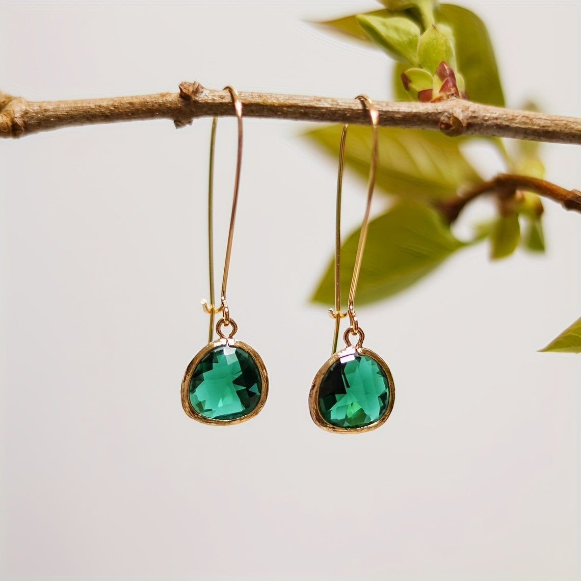 Long Wire Glass Drop Earrings