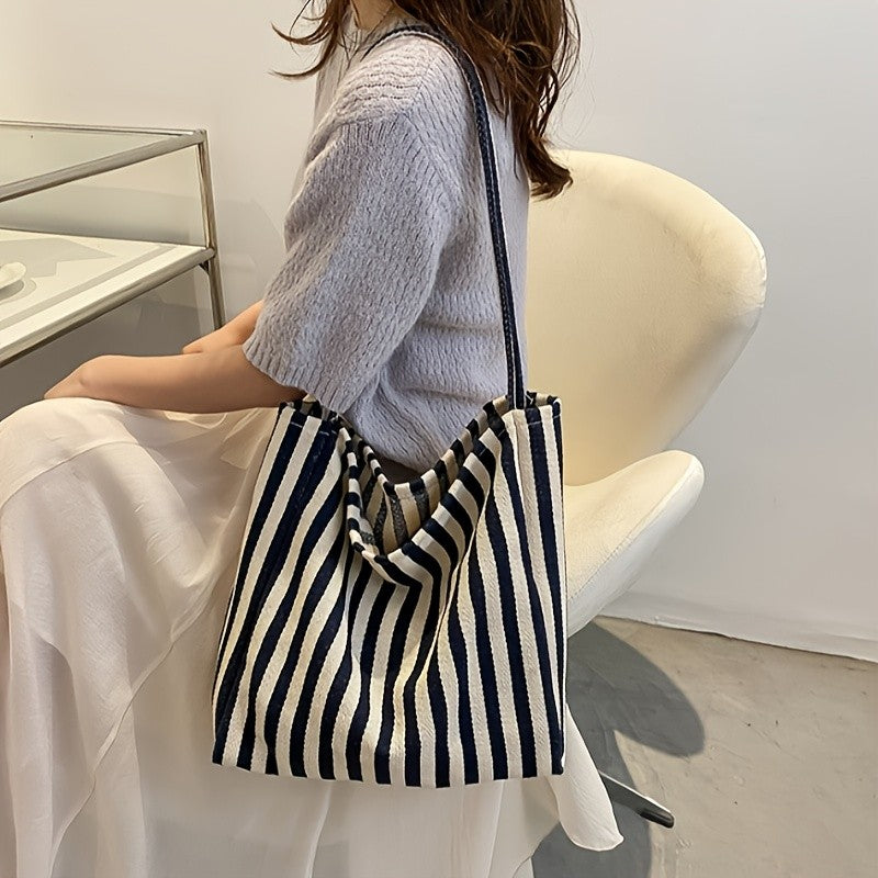 Striped Woven Tote