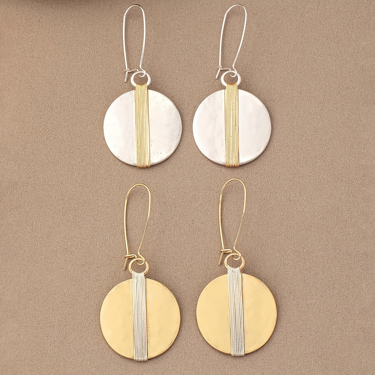 Round Disc Drop Earrings