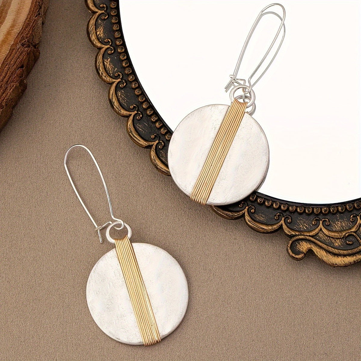 Round Disc Drop Earrings
