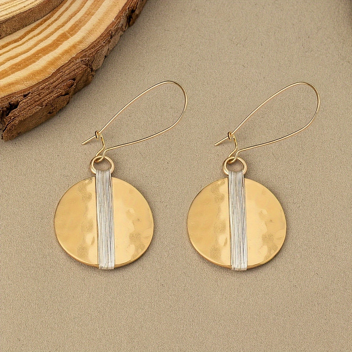 Round Disc Drop Earrings