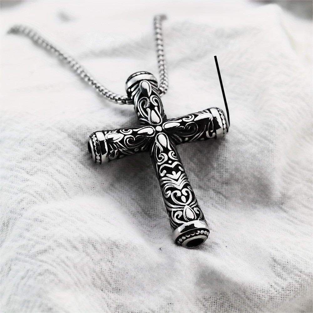 Black Scrollwork Cross Necklace