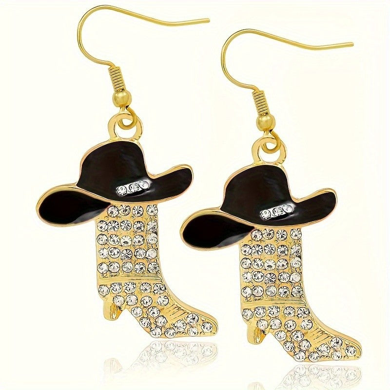 Cowboy Hat & Boots Drop Earrings