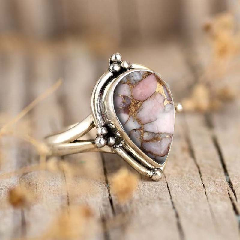 Pink Mosaic Teardrop Ring