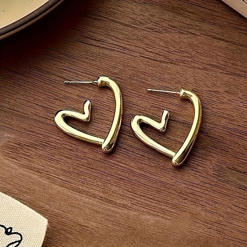 Curved Heart Outline Earrings