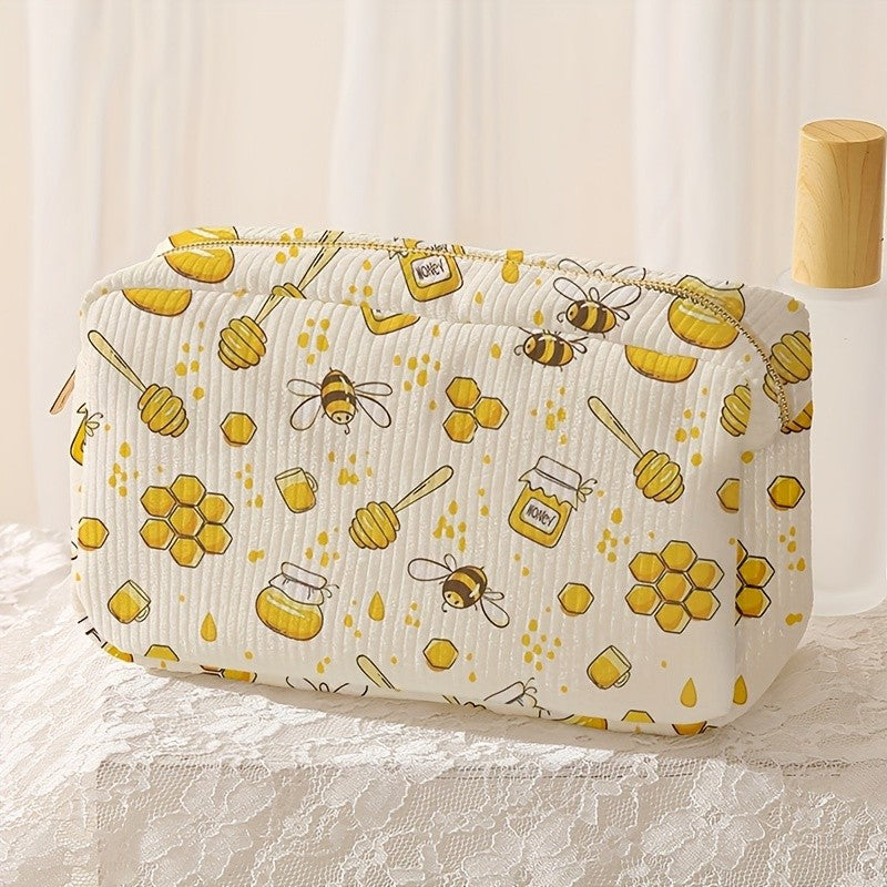 Honeycomb Print Makeup Bag
