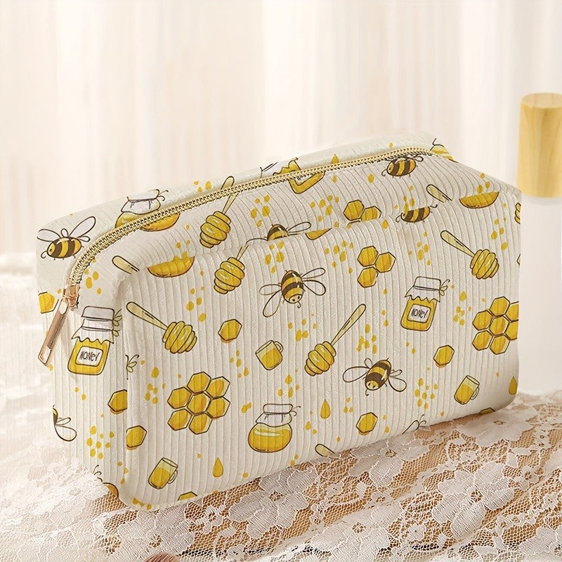 Honeycomb Print Makeup Bag