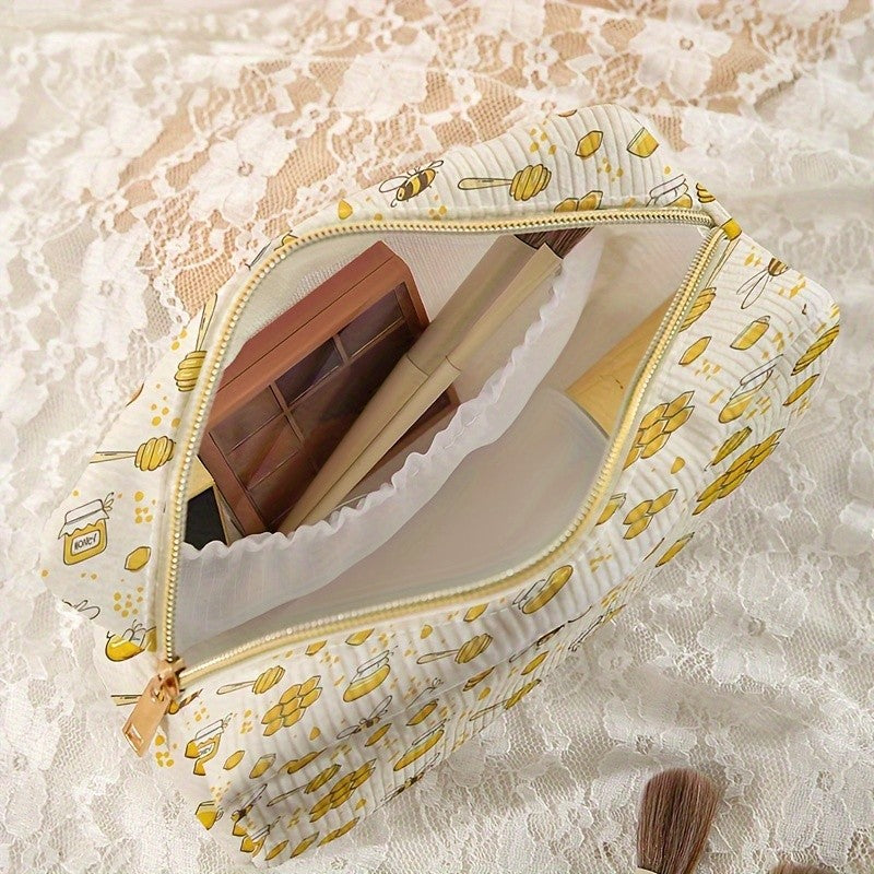 Honeycomb Print Makeup Bag