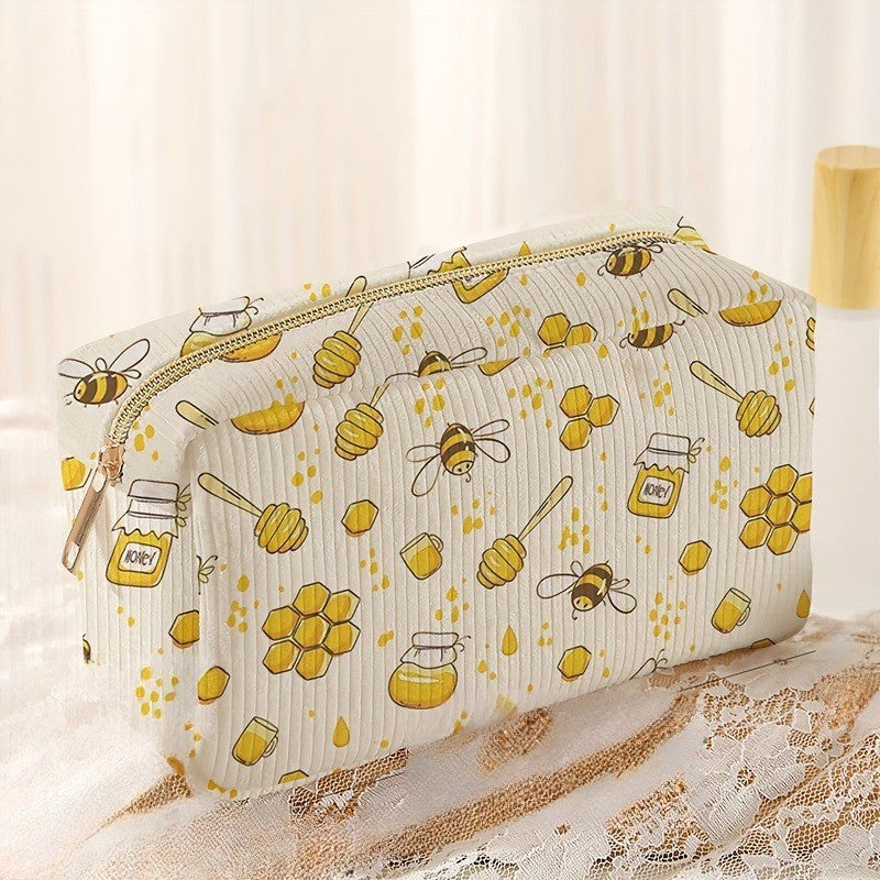 Honeycomb Print Makeup Bag