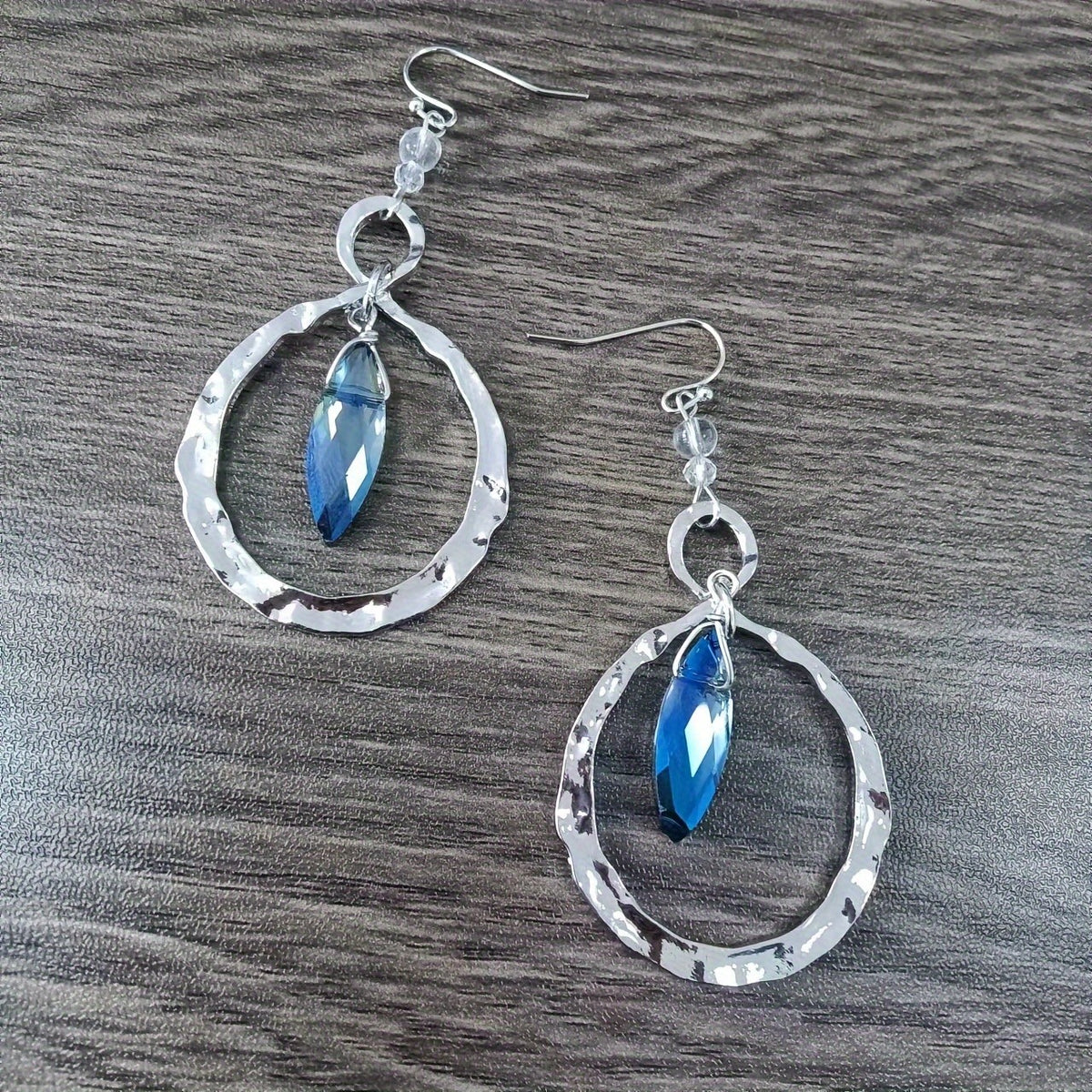 Hammered Hoop Drop Earrings