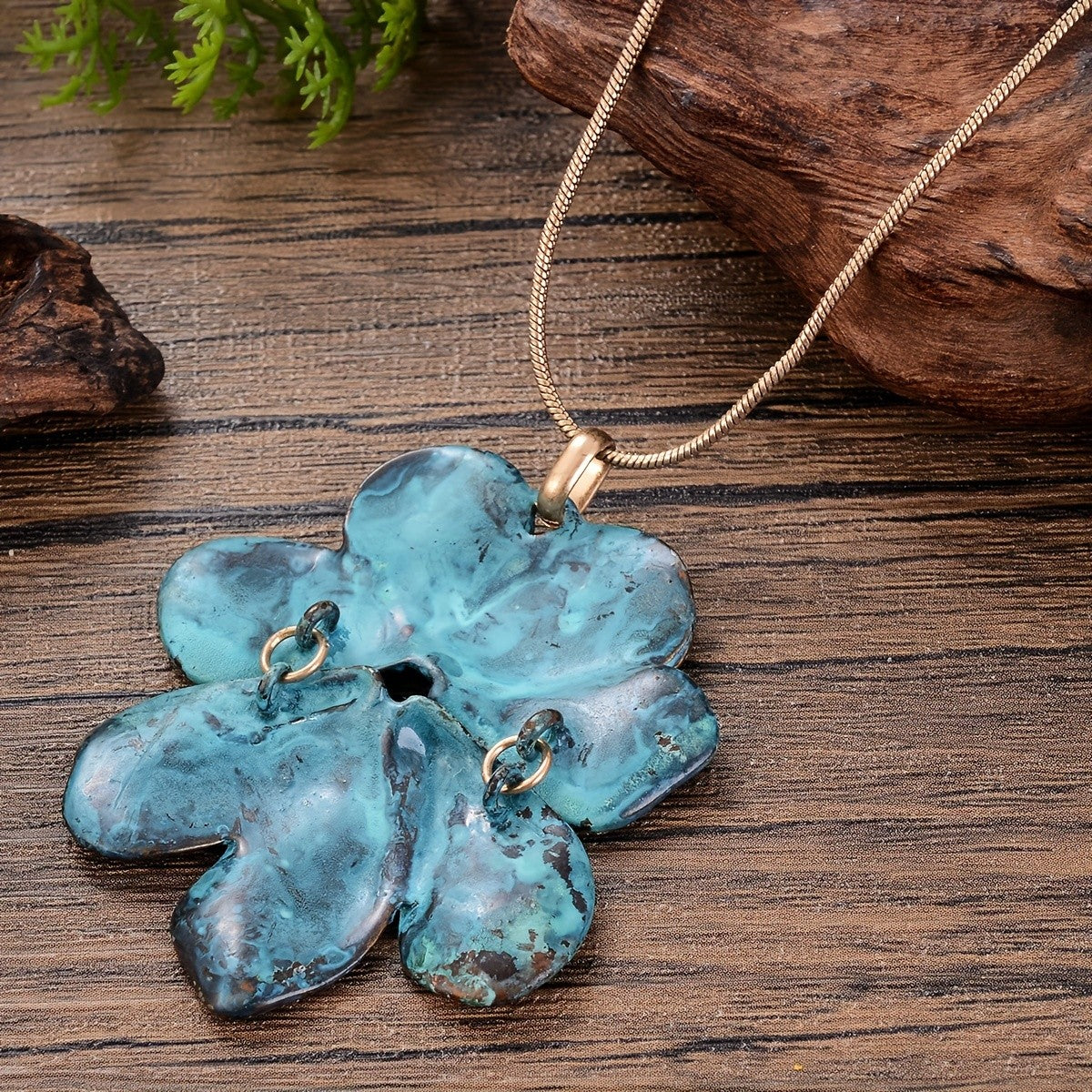 Sculpted Flower Petal Pendant Necklace