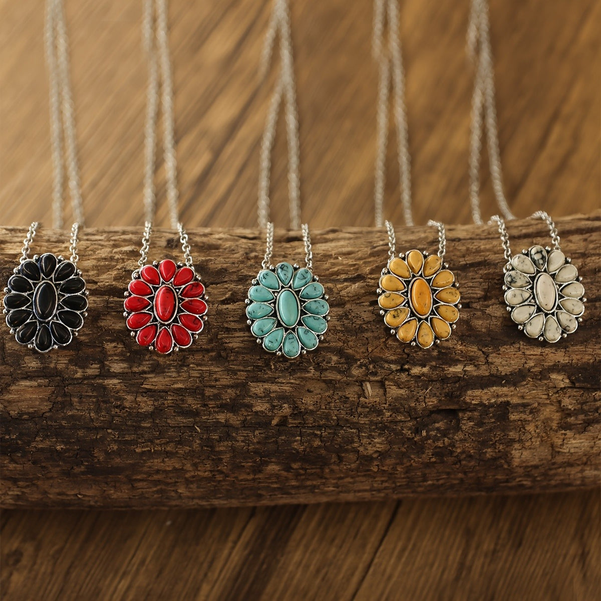 Red Floral Pendant Necklace