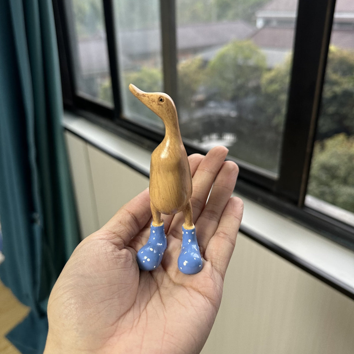 Wooden Duck Figurine With Boots