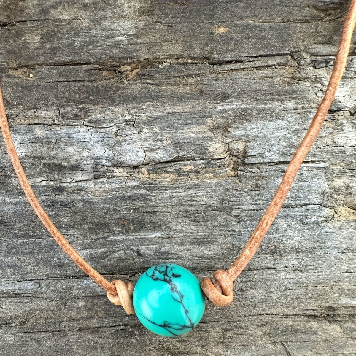 Turquoise Bead Knot Cord Necklace