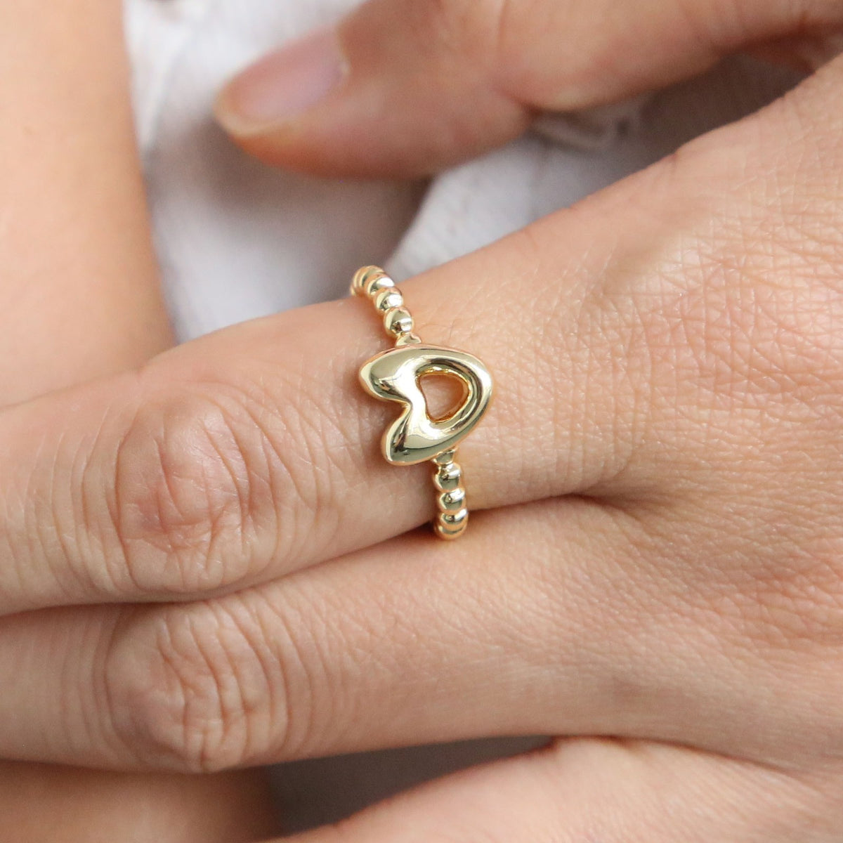 Beaded Initial Adjustable Ring