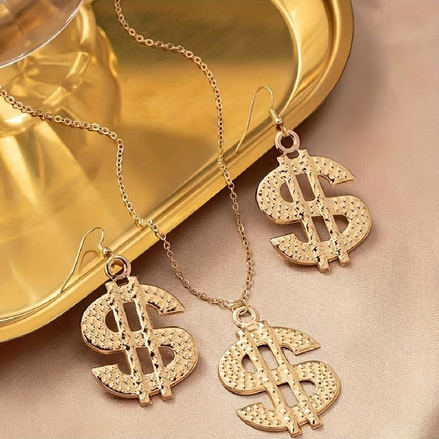 Paved Dollar Sign Jewelry Set