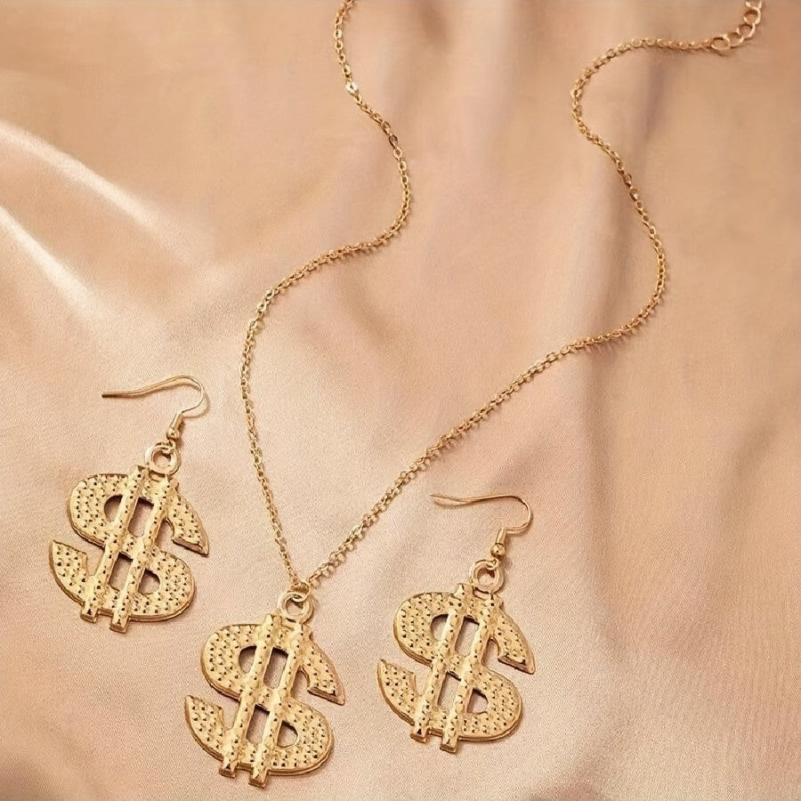 Paved Dollar Sign Jewelry Set