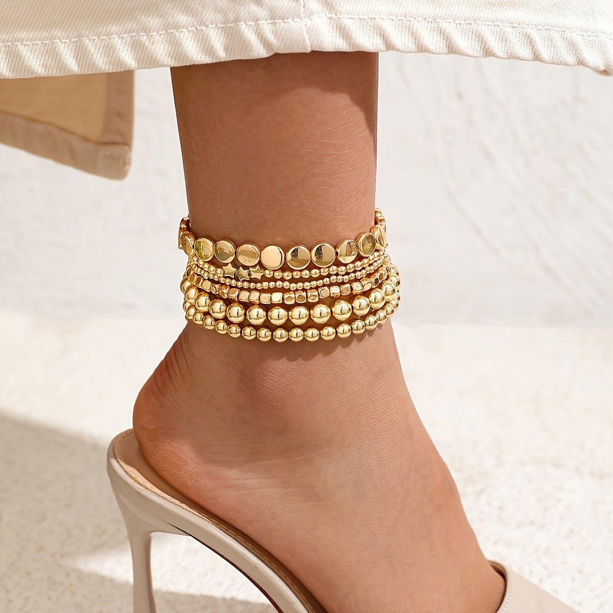 Mixed Bead Anklet Set