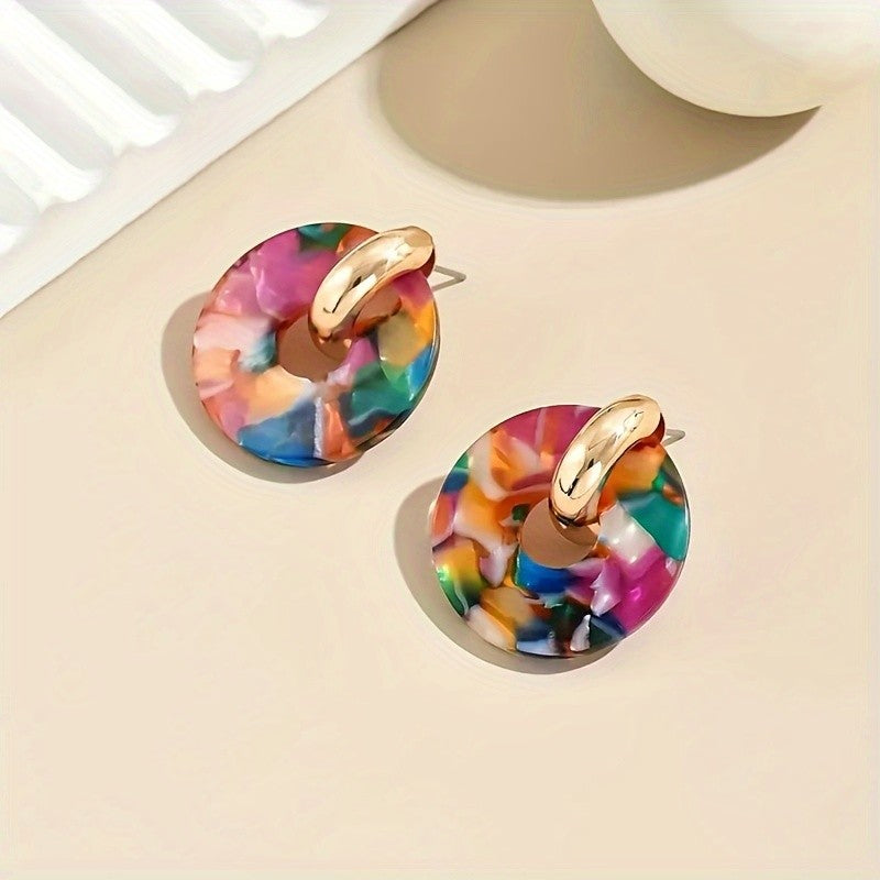Marbled Resin Disc Earrings