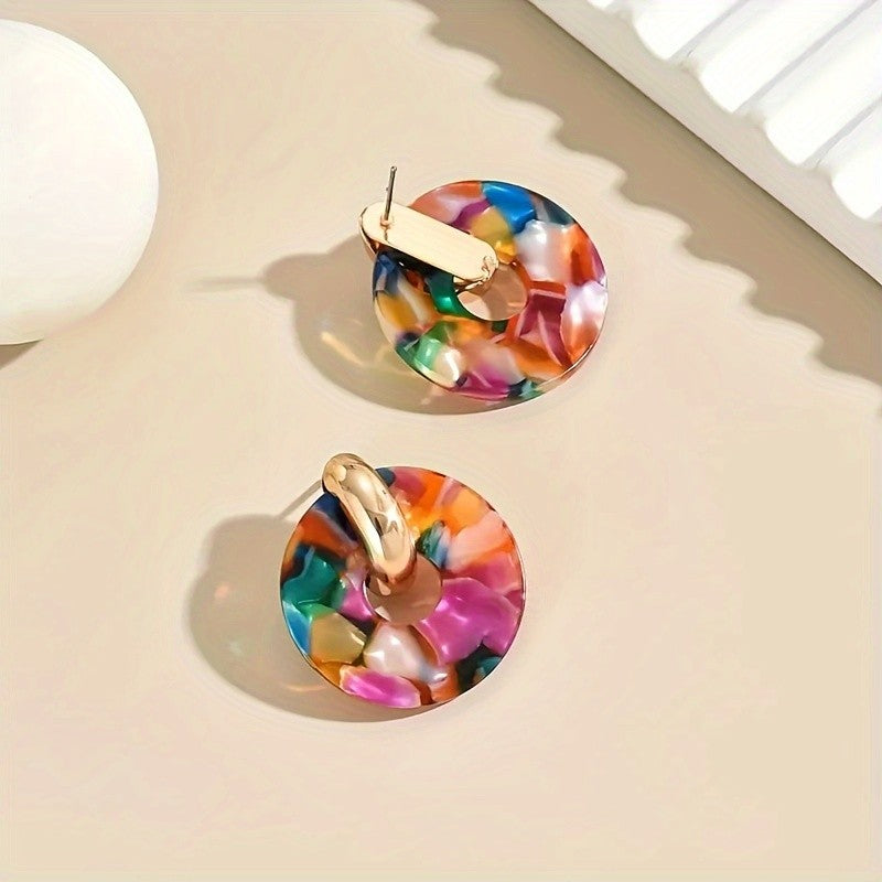 Marbled Resin Disc Earrings