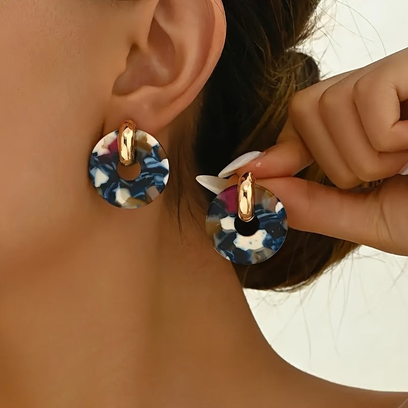 Marbled Resin Disc Earrings