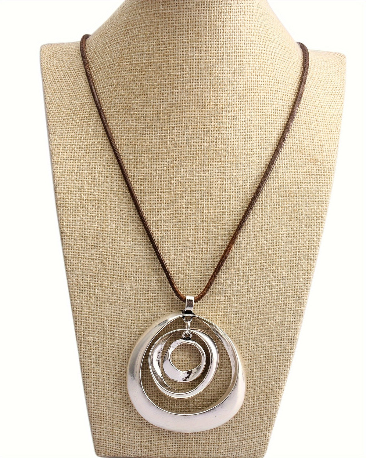 Concentric Oval Pendant Necklace