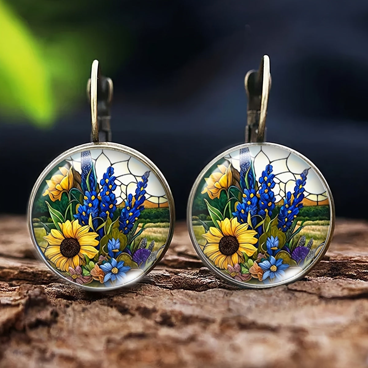 Sunflower Garden Glass Earrings