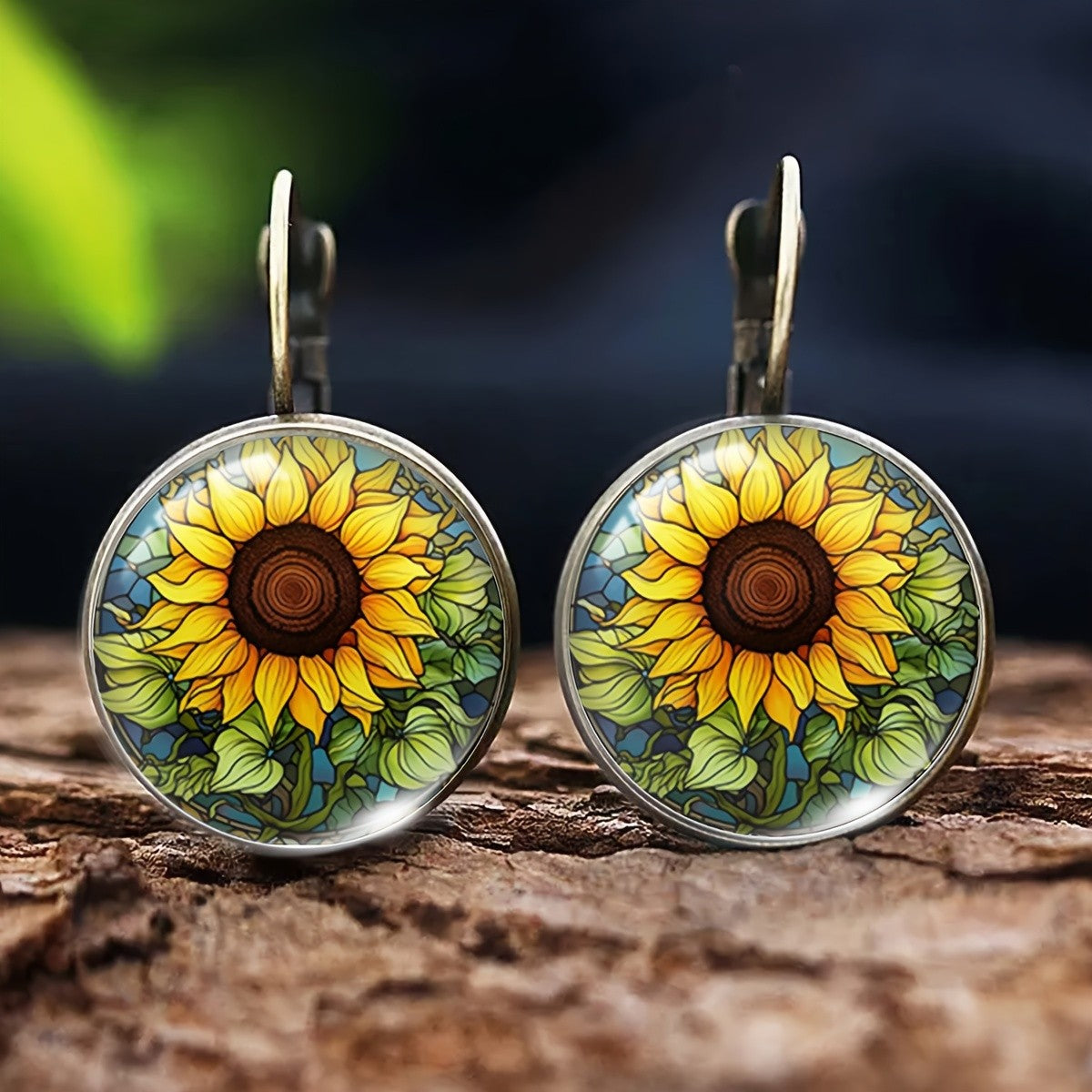 Sunflower Garden Glass Earrings