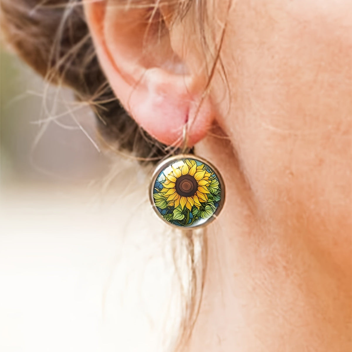 Sunflower Garden Glass Earrings