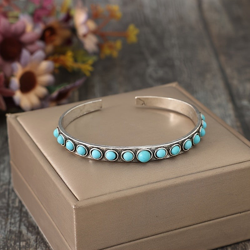 Turquoise Bezel Cuff Bracelet