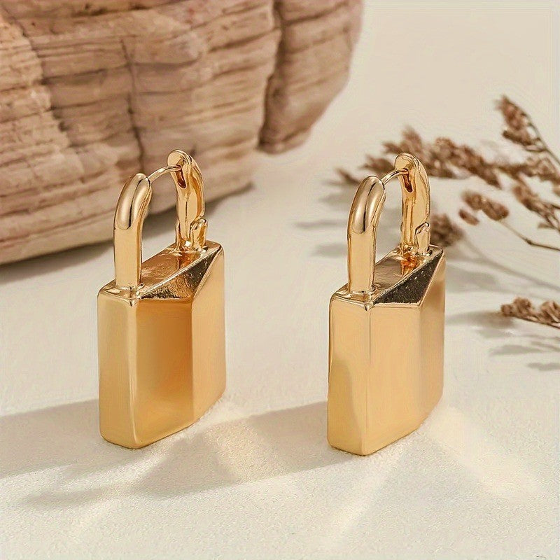 Gold Lock Earrings