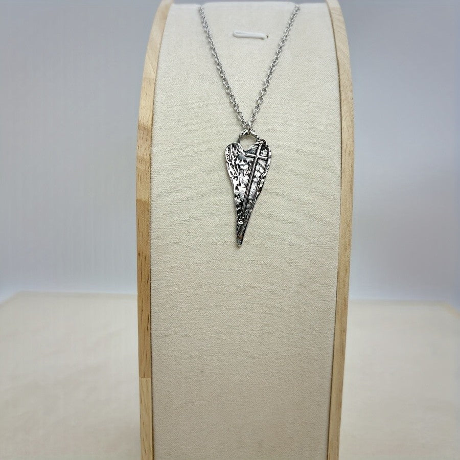 Textured Cross Wing Pendant Necklace