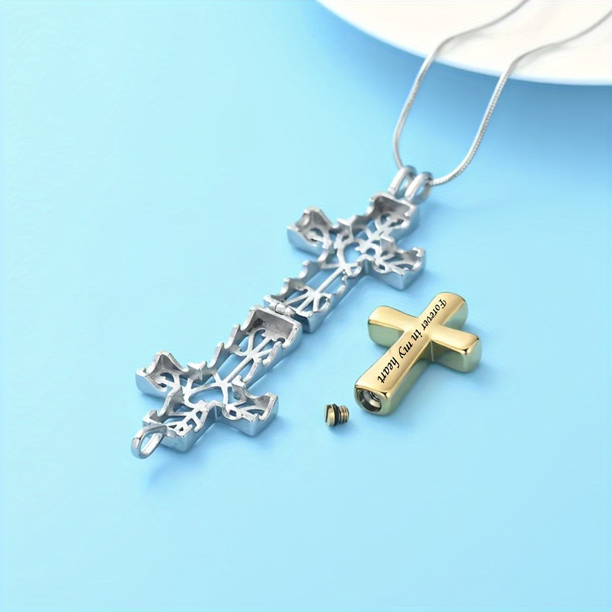 Heart Cross Memorial Necklace