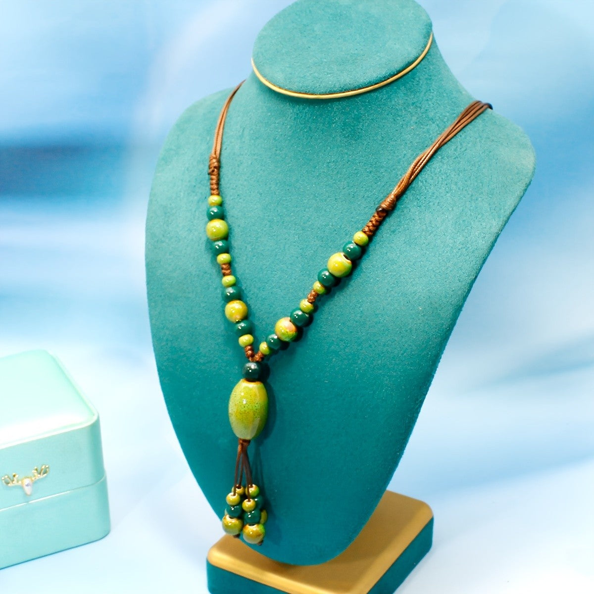 Speckled Ceramic Bead Necklace