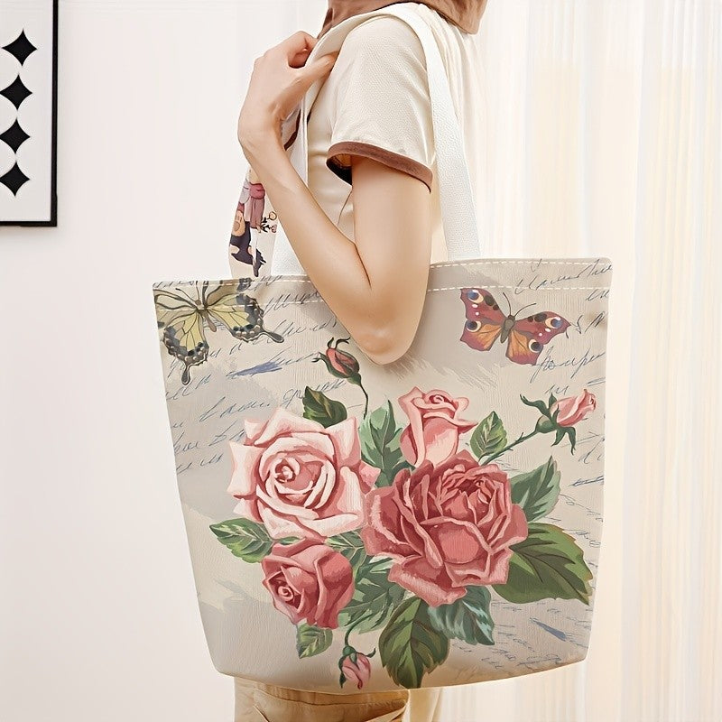 Floral Rose Tote Bag