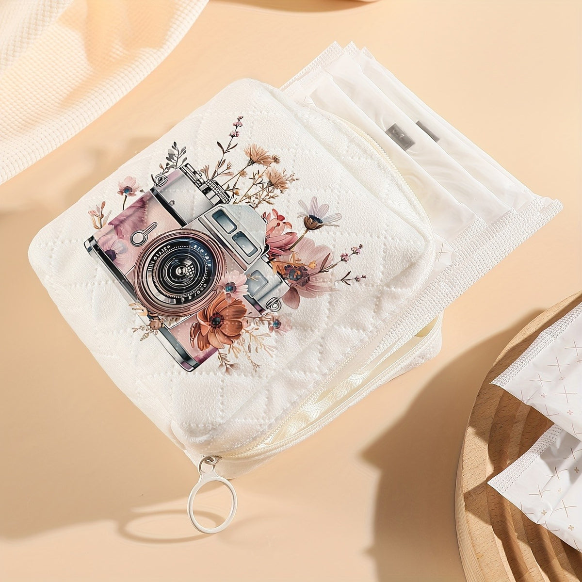 Vintage Camera Floral Pouch