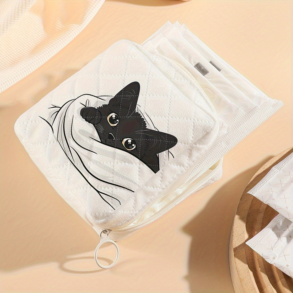 Black Cat Quilted Storage Pouch